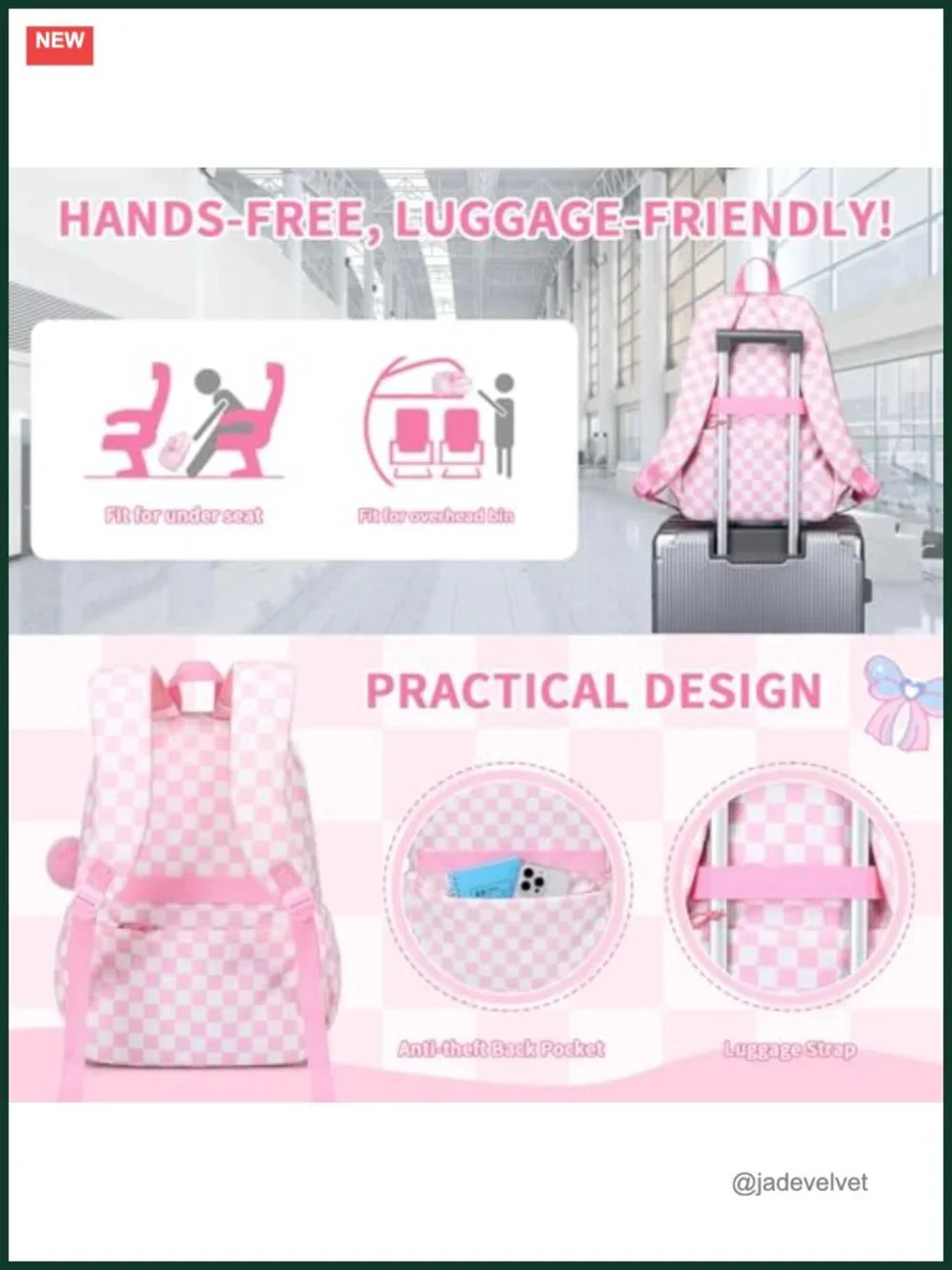 Kawaii Corduroy Backpack with Multi-Pockets for Teen Girls, Laptop Ready